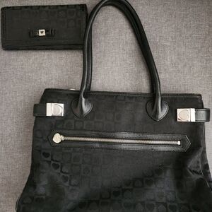 Chic Black Tote Bag and Wallet Set